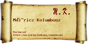 Móricz Kolumbusz névjegykártya